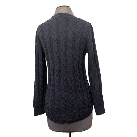 Sail to Sable Cable Knit Sweater Navy Size Medium - Picture 3 of 5